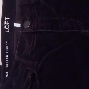 Loft Corduroy Modern Skinny Black Straight leg Jeans Size 26/2
